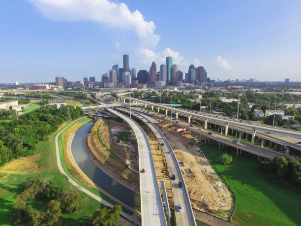 istock Downtown and interstate I45 highway flyover aerial 975684854