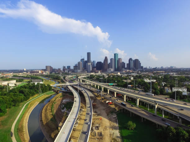 istock Vintage tone downtown and interstate I45 highway flyover 975685014