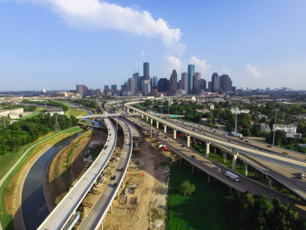 istock Vintage tone downtown and interstate I45 highway flyover 975685454