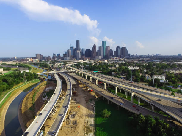istock Vintage tone downtown and interstate I45 highway flyover 975685512