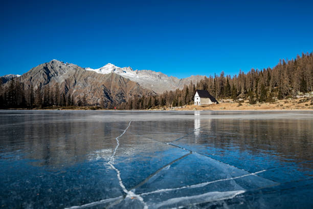 Icy lake in the Adamello Brenta National Park