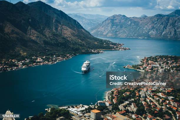 City Of Kotor Stock Photo - Download Image Now - Cruise Ship, Cruise - Vacation, Aerial View