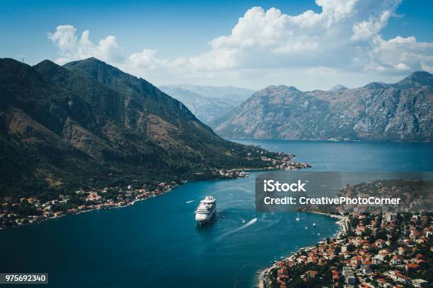 City Of Kotor Stock Photo - Download Image Now - Cruise Ship, Aerial View, USA