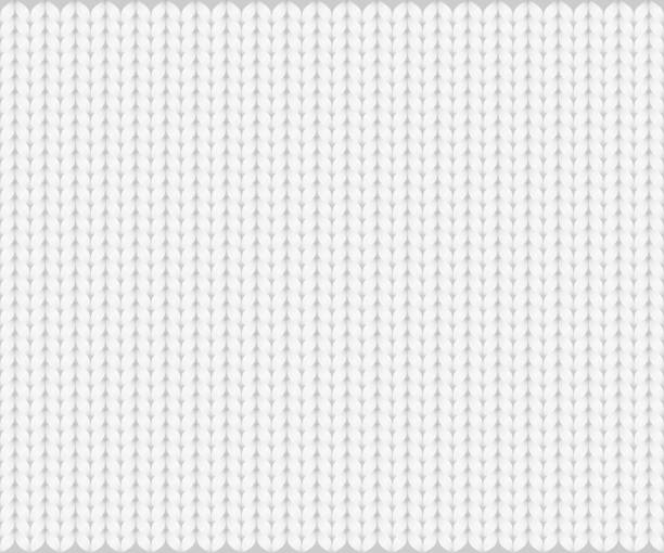 abstrakte muster gestrickte textur, weißen garn auf grauem hintergrund. vektor-illustration, eps10. - strick stock-grafiken, -clipart, -cartoons und -symbole