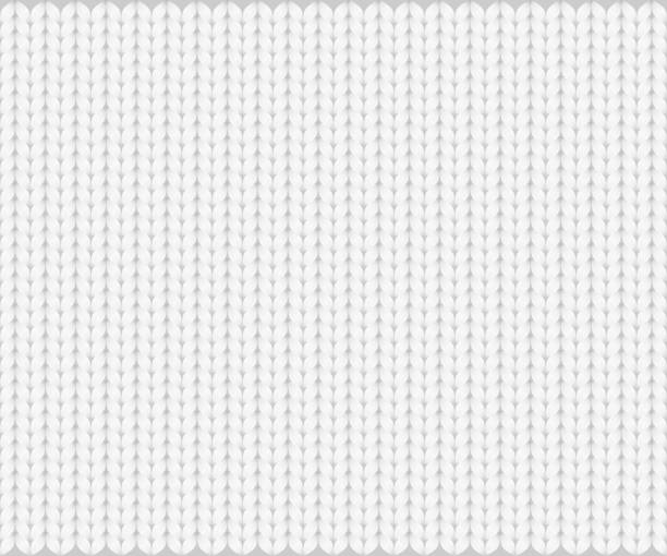 Abstract pattern of knitted texture, white yarn on gray background. Vector illustration, EPS10. The image can be used as wallpaper, backdrop, visual contents in topics related to fashion, fabric, textile, clothing, garment, apparel, etc. wool stock illustrations