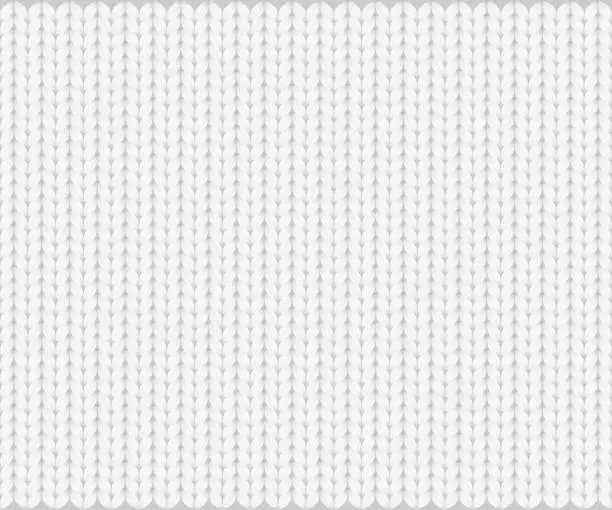 Vector illustration of Abstract pattern of knitted texture, white yarn on gray background. Vector illustration, EPS10.