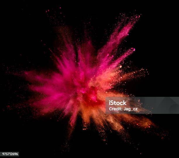 Explosion Of Coloured Powder Stock Photo - Download Image Now - Exploding, Colors, Dust