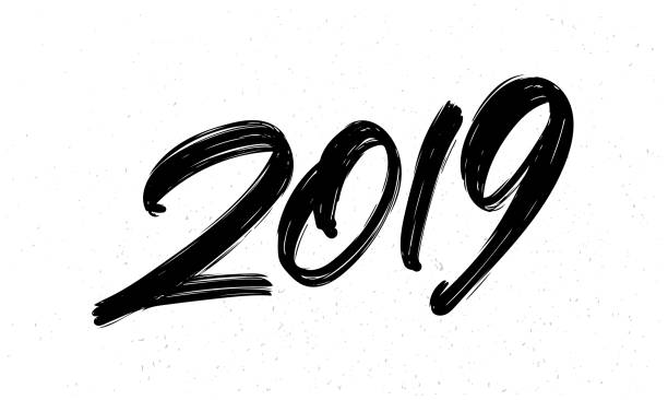 Vector illustration: Hand drawn brush ink lettering of 2019. Happy New Year. Chines calligraphy. Vector illustration: Hand drawn brush ink lettering of 2019. Happy New Year. Chines calligraphy 2019 stock illustrations