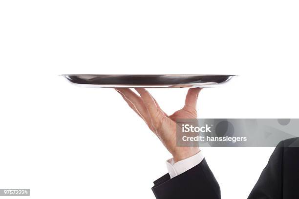 Waiter With Tray Stock Photo - Download Image Now - Tray, Waiter, Holding