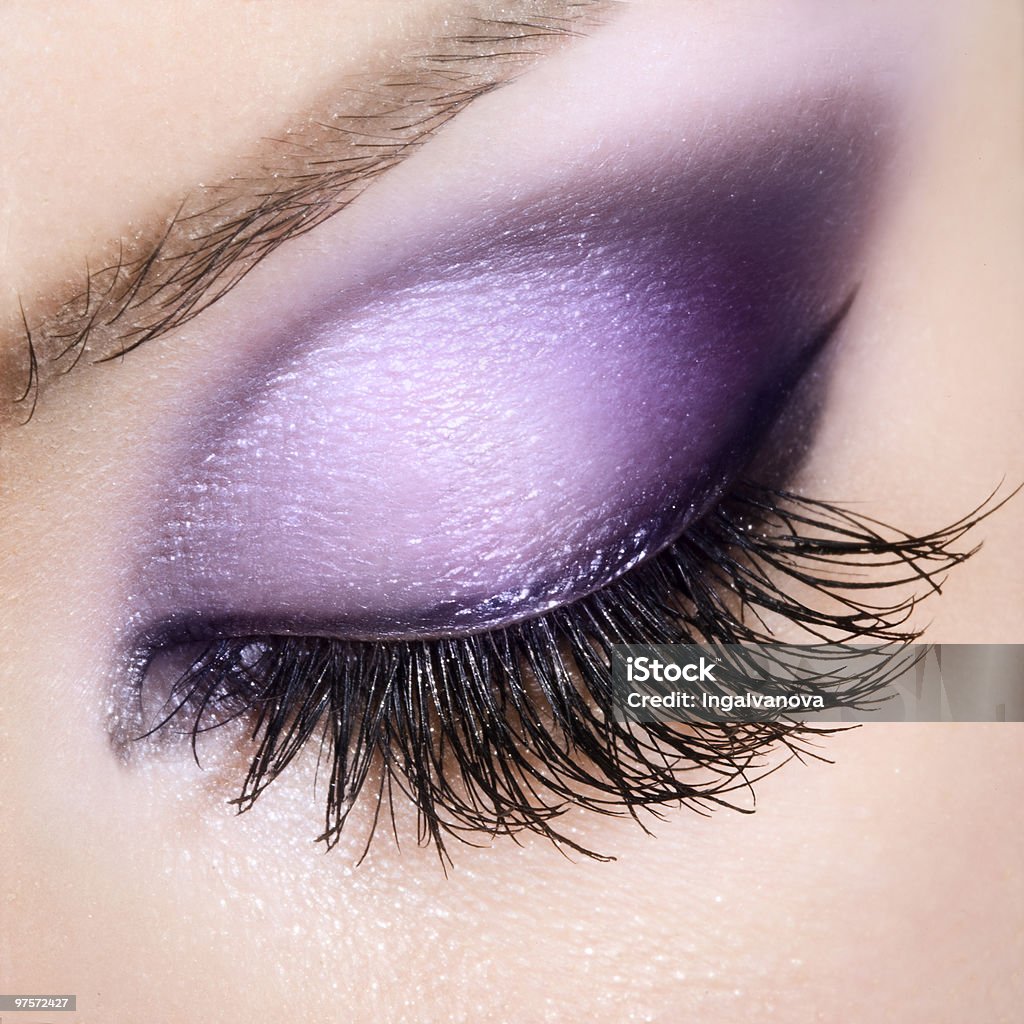 Woman eye with extremely long eyelashes  Adult Stock Photo