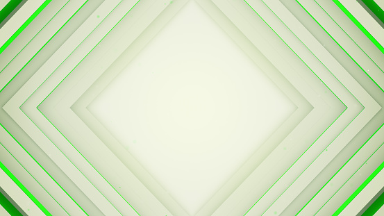 Frame of white and green rhombic lines. Computer generated abstract background with free space. 3D rendering