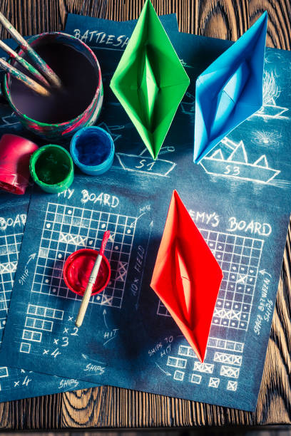 istock Top view of battleship paper game as a strategy game 975755470