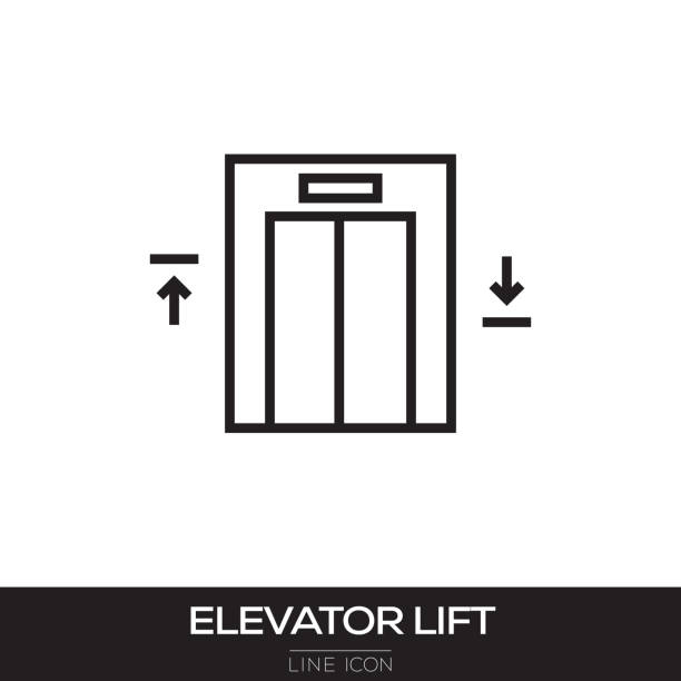 illustrations, cliparts, dessins animés et icônes de ascenseur ascenseur ligne icône - elevator