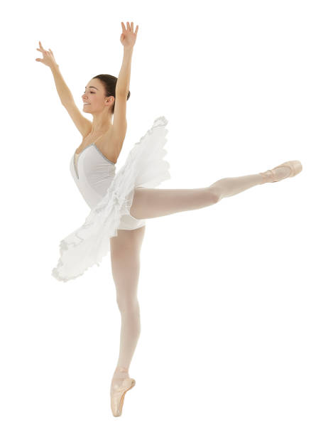 istock ballerina doing a arabesque with a white tutu on white background 975792250