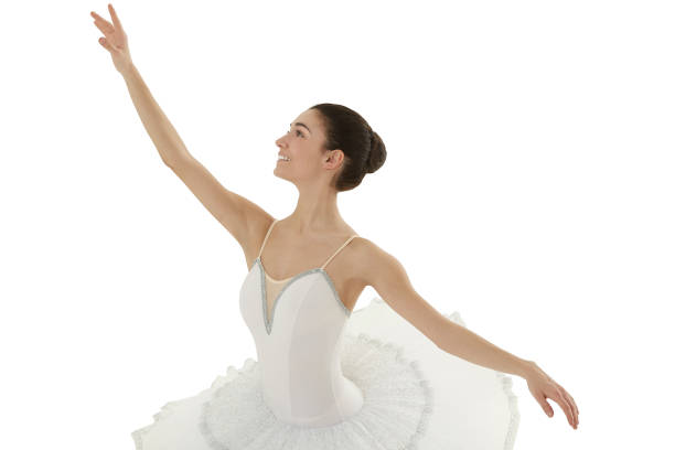 istock ballerina doing the allonge' pose on white bakground 975792252