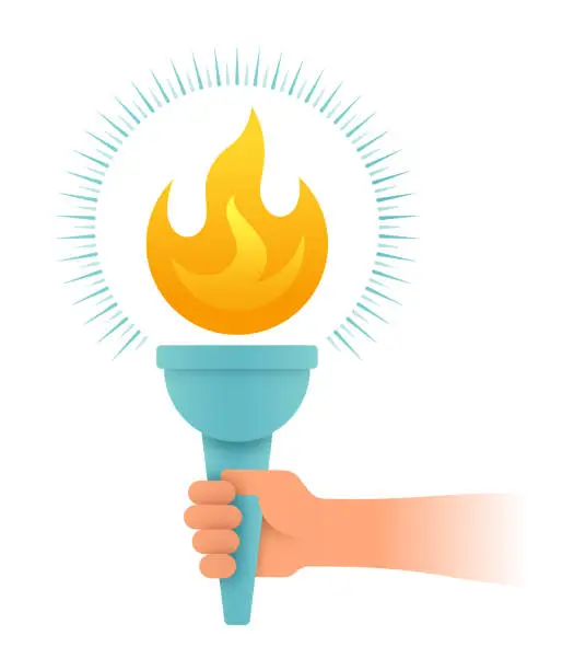 Vector illustration of Hand Holding Torch