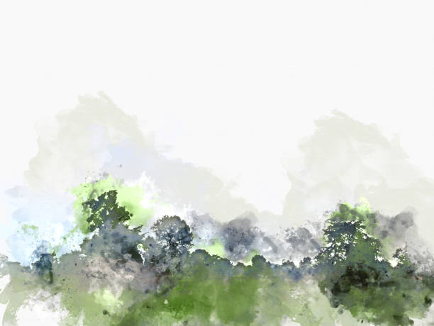istock Abstract Colorful tree and landscape tree on watercolor painting background. 975800046