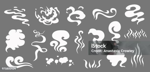 Vector Smoke Set Special Effects Template Cartoon Steam Clouds Puff Mist Fog Watery Vapour Or Dust Explosion 2d Vfx Illustration Clipart Element For Game Print Advertising Menu And Web Design Stock Illustration - Download Image Now