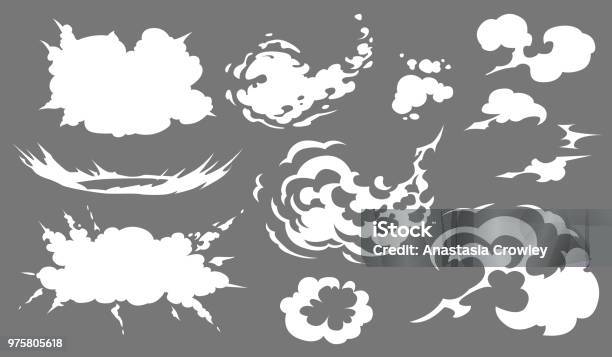 Vector Smoke Set Special Effects Template Cartoon Steam Clouds Puff Blast  Mist Fog Watery Vapour Or