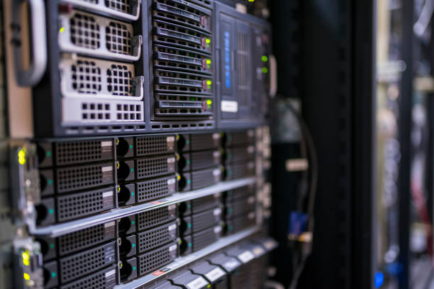 Servers in a Data Center stock photo