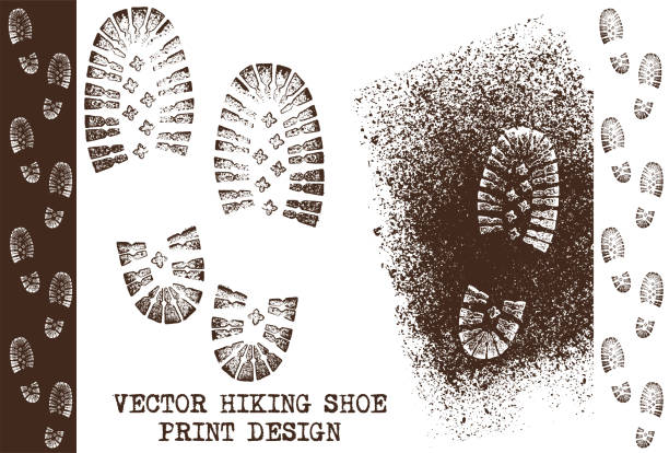 벡터 그런 지 신발 인쇄 - shoe print stock illustrations