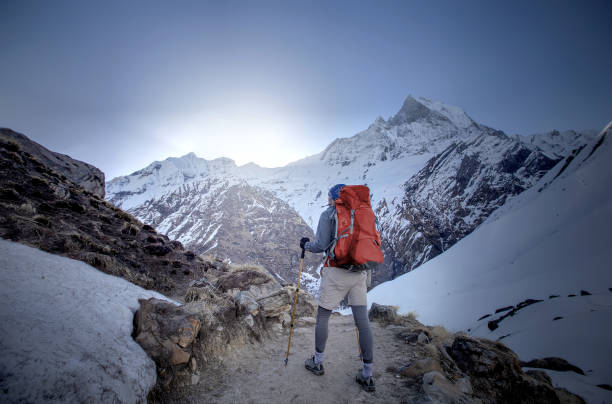 istock Trekker on the way to Annapurna base camp, Nepal 975813236