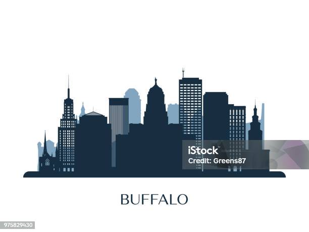 Buffalo Skyline Monochrome Silhouette Vector Illustration Stock Illustration - Download Image Now