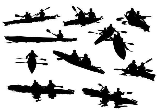 illustrazioni stock, clip art, cartoni animati e icone di tendenza di kayak sportivo - wooden raft illustrations