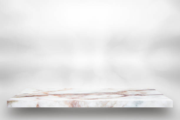 istock Empty top white marble shelves or marble table on gray gradient background / for product display montage product display 975887260
