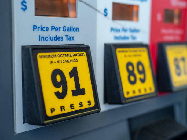Self-serve gas station fuel options with 91 octane mainly featured