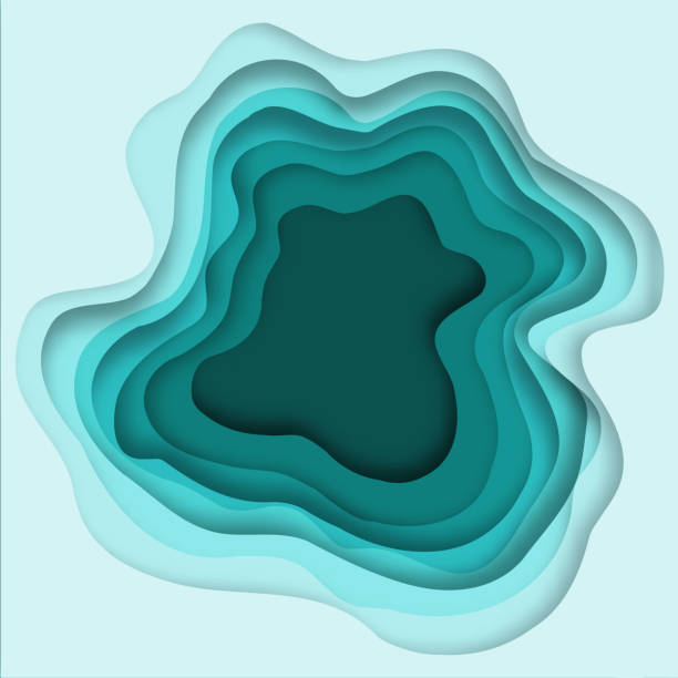 istock Paper art abstract wave background, origami, blue background modern paper craft style vector 975901108