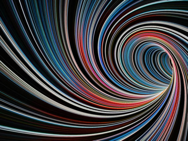 istock 3d colorful empty twisted tunnel of lines 975902934