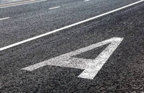 istock Road marking with the letter A, denoting a dedicated bus line 975919122