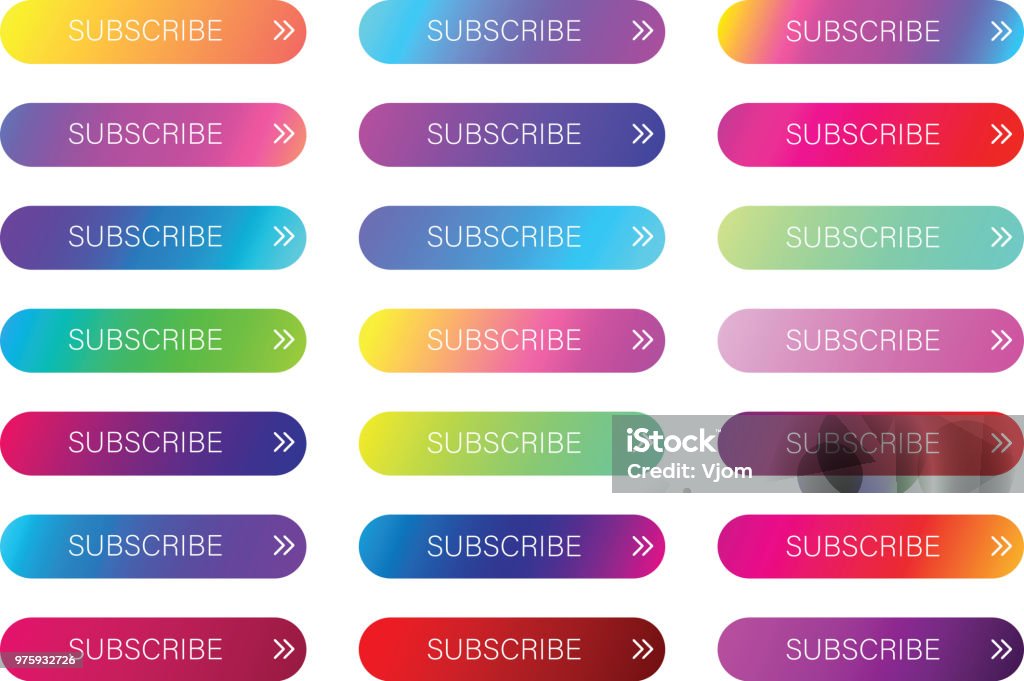 Subscribe Button Colorful Colorful Subscribe Web Buttons Isolated On White Stock Illustration ...