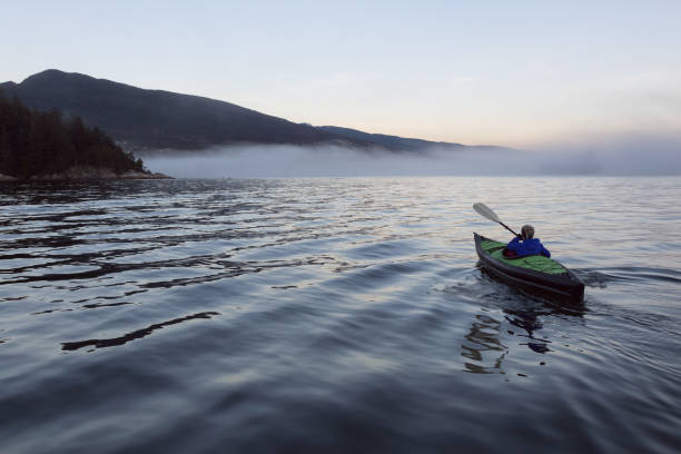 istock Kayaking during a foggy sunset 975973242