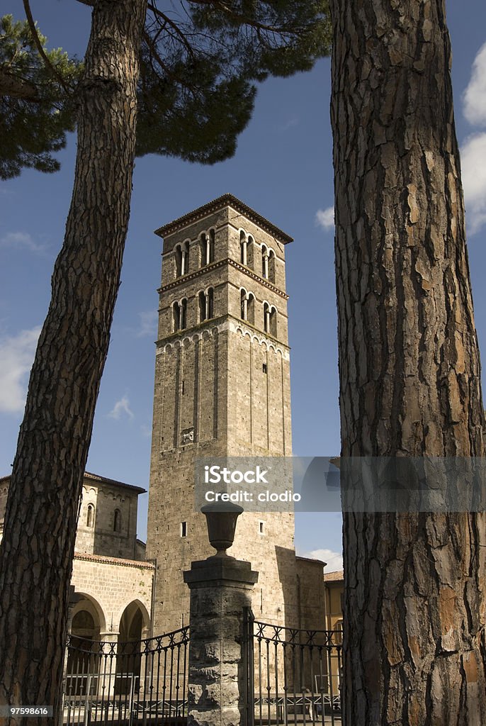 Rieti-Belfry i drzew - Zbiór zdjęć royalty-free (Architektura)