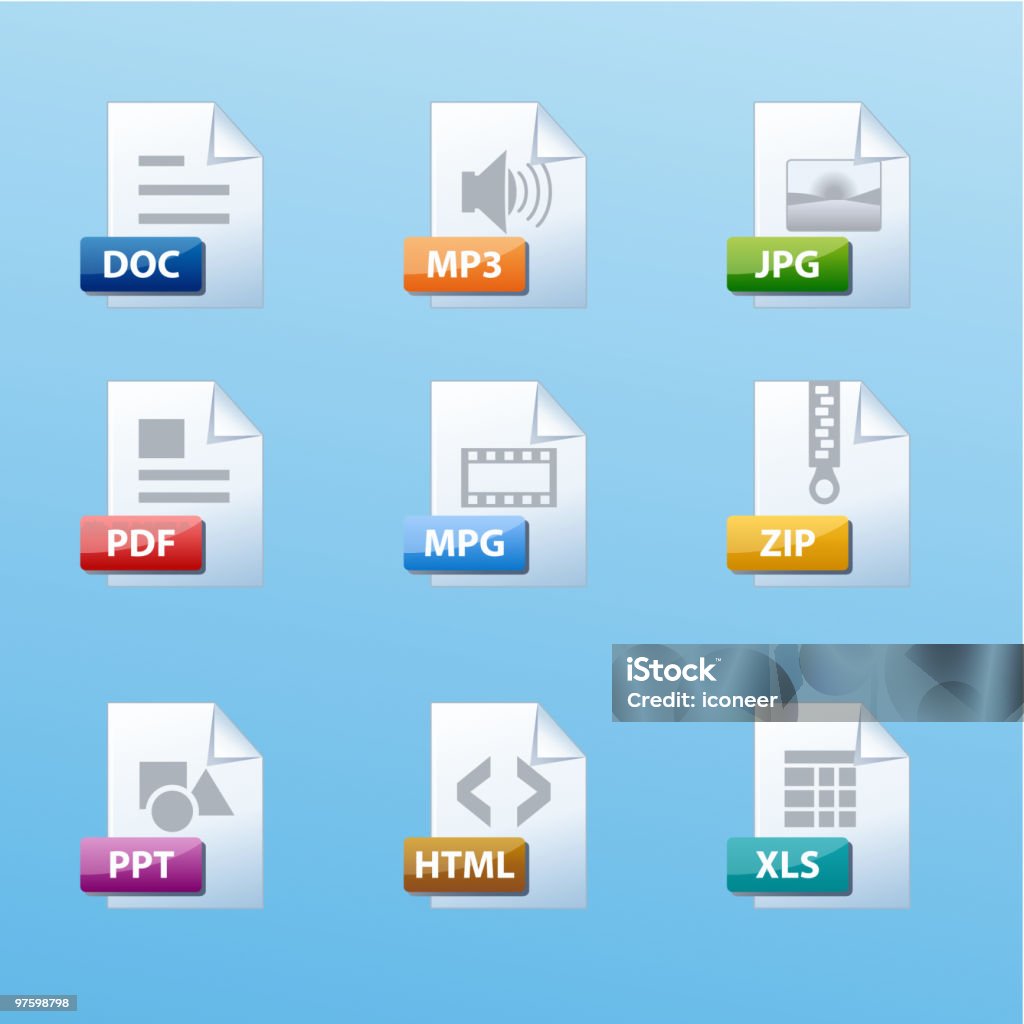 Dateityp icon-set - Lizenzfrei Icon Vektorgrafik