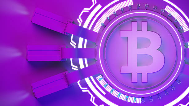 istock bitcoin crypto currency mining farm background with copy space. Glowing financial concept 3d illustration 976019642