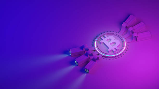 istock bitcoin crypto currency mining farm background with copy space. Glowing financial concept 3d illustration 976019802