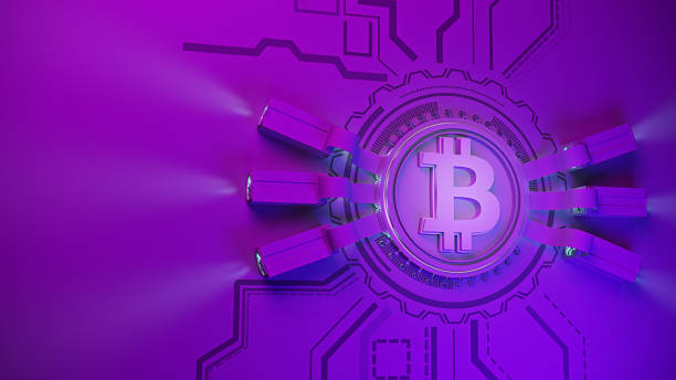 istock bitcoin crypto currency mining farm background with copy space. Glowing financial concept 3d illustration 976021998