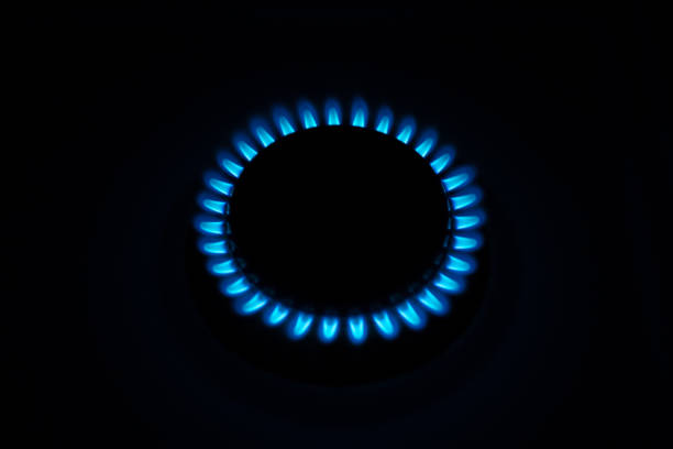 istock Natural gas with blue flames 976054072