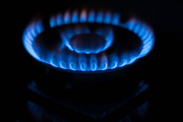 istock Natural gas with blue flames 976054192