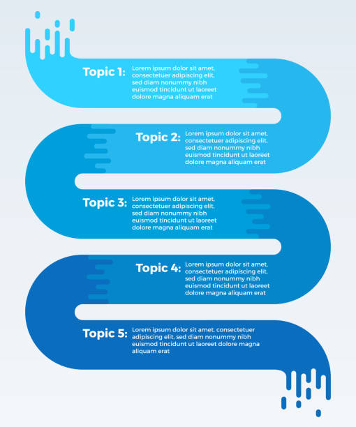 Flowing Five Item Data Infographic Flowing five item data timeline infographic. river illustrations stock illustrations