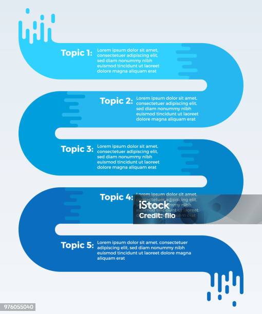 Flowing Five Item Data Infographic Stock Illustration - Download Image Now - Infographic, Water, River