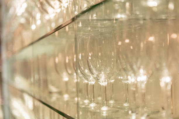 istock Shelf full of various wine glasses 976068012