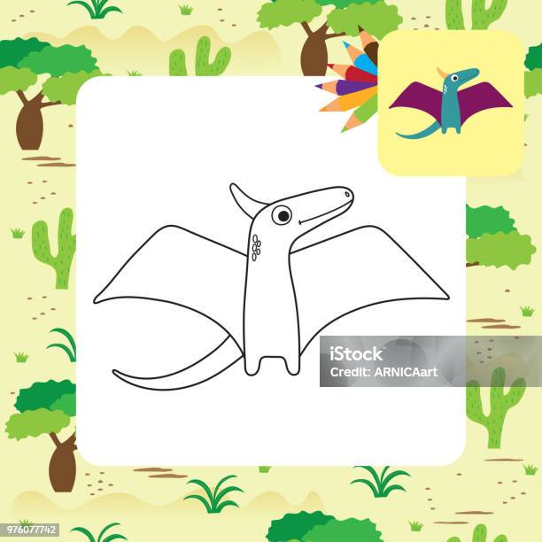 Cute Dino Coloring Book Stock Illustration - Download Image Now - Animal, Animal Wildlife, Art