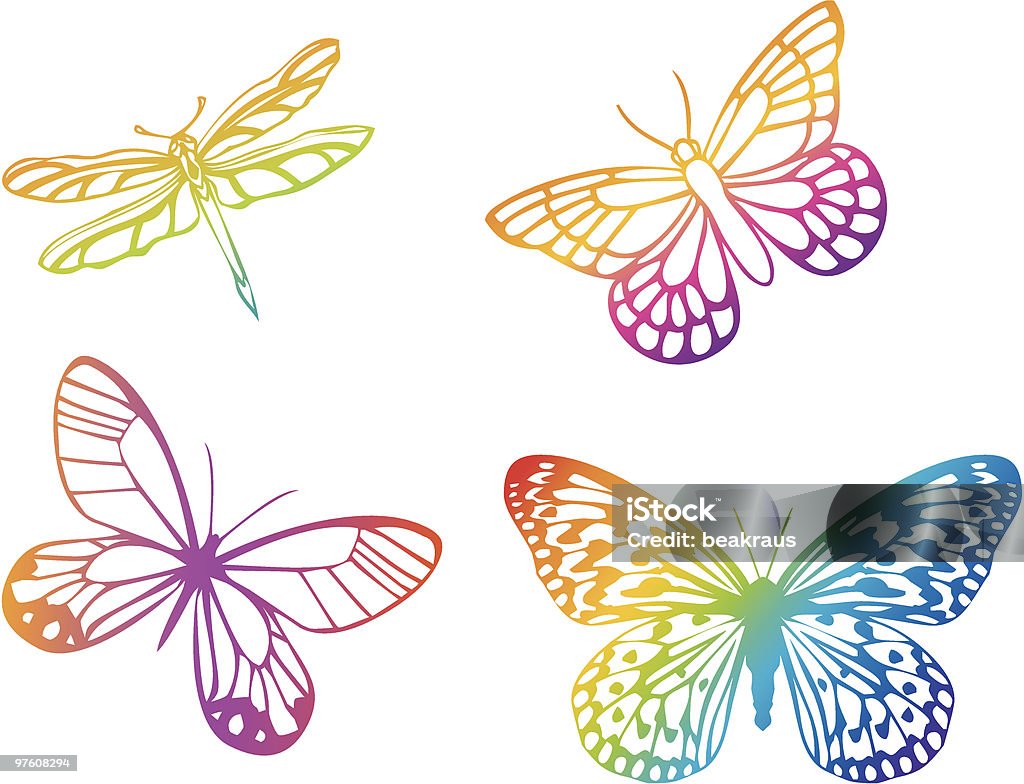 Красочные бабочки - Векторная графика Бабочка роялти-фри