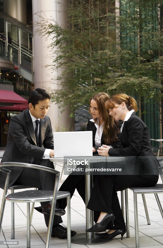 Multinational business team in open air discution.  Adult Stock Photo