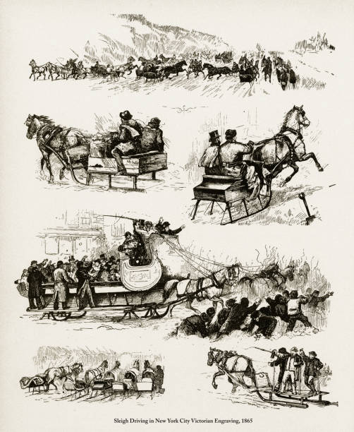 istock Sleigh Driving in New York City Victorian Engraving, 1865 976095414