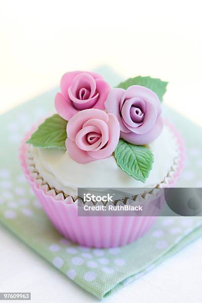 Purple Rose Cupcake Stock Photo - Download Image Now - Baked, Buttercream, Cake